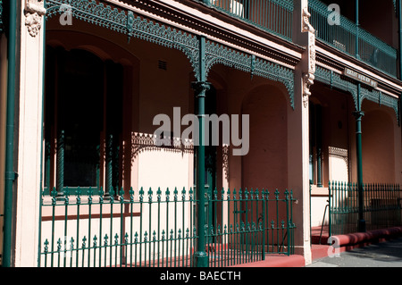 Sergeant Majors Zeile beherbergt eine Reihe von alten mit Phantasie Balkone The Rocks Sydney NSW Australia Stockfoto