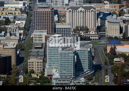 Luftaufnahme über Adobe Systems corporate headquarters Knight Ridder Silicon Valley San Jose Kalifornien Stockfoto