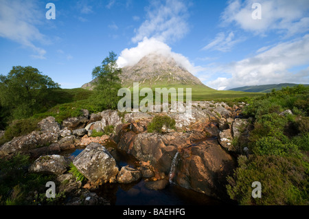 Buachaille Etive Mor von Rannoch Moor, in der Nähe von Glen Coe, Highland Region, Scotland, UK Stockfoto