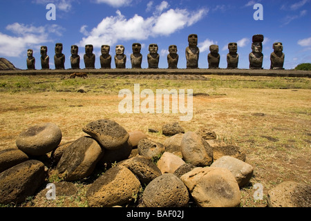 Ahu Tongariki Moai - Osterinsel, Chile Stockfoto