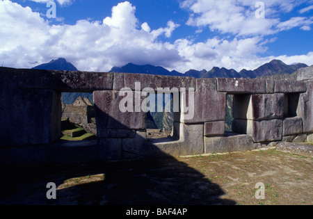 Tempel der drei Fenster Machu Pichu Peru in Südamerika Stockfoto