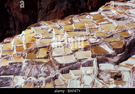 Pre-columbian Salzbergwerk der Marás Urubamba-Tal Perú Stockfoto