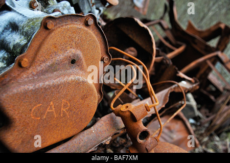 Rusty, Auto ausgebrannt Stockfoto