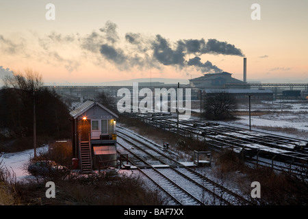 Belasis Lane Stellwerk und Verbrennungsanlage bei alten ICI Billingham Teesside England Stockfoto