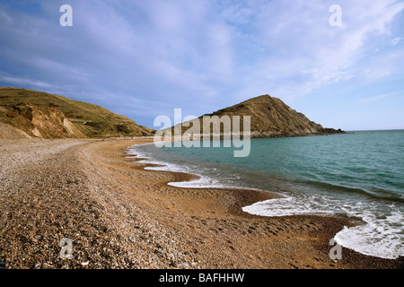 Orbarrow Bay ist eine große Breite und flache Bucht östlich von Lulworth Cove in Dorset, England, Stockfoto