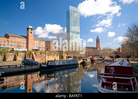 Manchester Beetham Tower von Castlefield Kanal-Becken Stockfoto