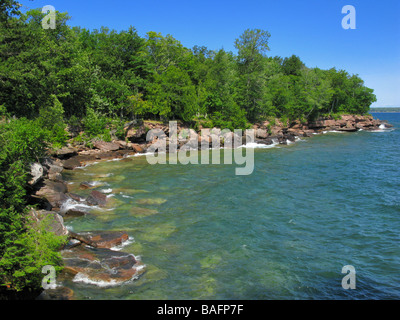 Die Küste von Big Bay State Park auf Madeline Island (Apostle Islands), Wisconsin, Lake Superior, USA. Stockfoto