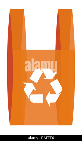 Abbildung von recycling-Pfeile-Symbol rot einkaufen Plastiktüte Stockfoto