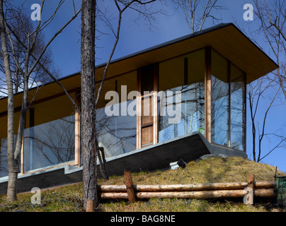 Karuizawa, Japan, Atelier Bow-Wow, Haus, Haus Kran Kran Außenansichten. Stockfoto