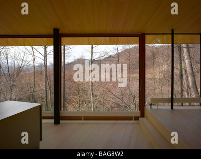 Karuizawa, Japan, Atelier Bow-Wow, Haus, Haus Kran Kran Innenansichten. Stockfoto