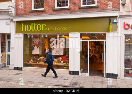 Der heißere Komfort-Konzept-Schuh-Shop speichern in York, Yorkshire, Großbritannien Stockfoto