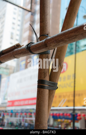 Typische Bambus Gerüste (Detail) breit verwendet in Hong Kong Stockfoto