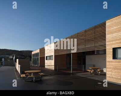 Redbrook Hayes School, Rugeley, Vereinigtes Königreich, Walters und Cohen, Redbrook Hayes Schule Ostansicht. Stockfoto