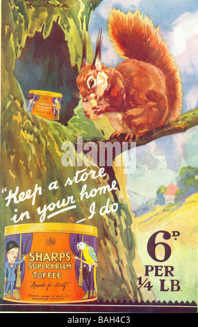 Werbung für Sharp Super-Versiege Toffee Künstlers Harry Rountree 1928 Stockfoto