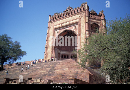 Indien Fatehpur Sikri, die Buland Darwaza Siegestor der Jami Masjid Stockfoto