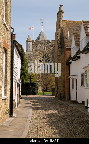 Gepflasterten Straße in Rye, East Sussex, England Stockfoto