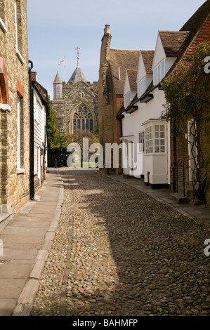 Gepflasterten Straße in Rye, East Sussex, England Stockfoto