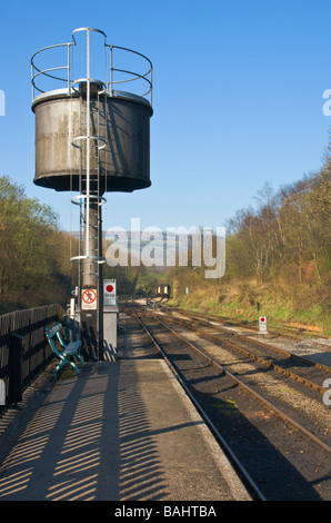 Wassertank zum Befüllen Dampfzüge am Bahnhof Grosmont, North Yorkshire Moors Railway Stockfoto