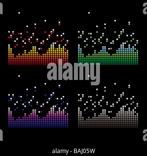 Musik inspiriert farbenfrohe grafische Benutzeroberfläche mit vier Variationen Stockfoto