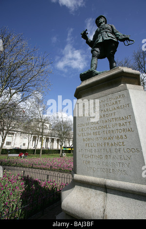 Stadt von Cardiff, Südwales. William Goscombe John modellierte Statue von Lord Ninian Edward Crichton-Stuart in Gorsedd Gärten. Stockfoto