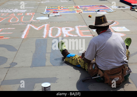 Pflaster-Maler / Künstler in Trafalgar Square Stockfoto