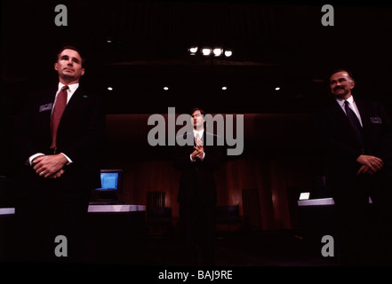 Steve Jobs, Mitbegründer von Apple Computer, kündigt den nächsten Computer in San Francisco, Kalifornien. Stockfoto