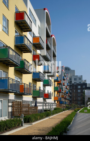 GREENWICH MILLENNIUM VILLAGE, JOHN ROBERTSON ARCHITECTS, LONDON, VEREINIGTES KÖNIGREICH Stockfoto