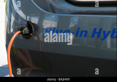 Nahaufnahme eines elektrischen Stecker Elektroauto aufladen Stockfoto