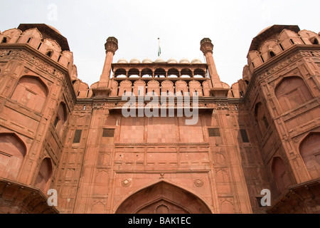 Indien-Delhi das Rote Fort Lahore-Tor Stockfoto