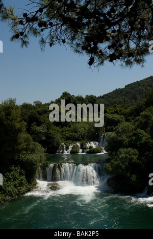 Wasserfälle in Landschaft Osteuropas Krka Nationalpark Kroatien Stockfoto