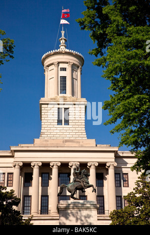 State Capitol Building mit Statue von Andrew Jackson in Nashville Tennessee USA Stockfoto