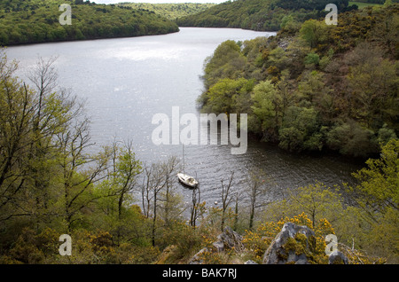 Lac Guerledan Cote d ' Armor Bretagne Blick nach Westen Stockfoto