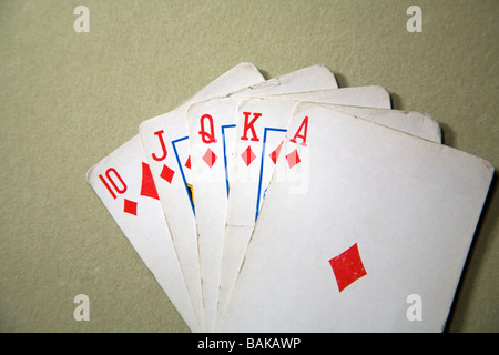 In Poker ein Royal Flush ist die Highestcard Hand, die ein Spieler erhalten die Karten sind Ass König Dame Bube und 10 von einer Farbe Stockfoto