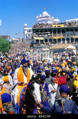 Indien, Punjab Zustand Anandpur Sahib, Prozession der Hola Mohalla, Sikh Festivals Stockfoto