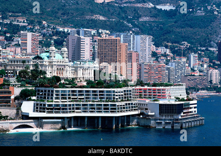 Küste aus dem Meer Hotel Fairmont und das Casino Monte Carlo Monaco MC MCO Mo Fürstentum Monaco Monte Carlo View Stockfoto