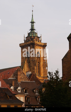 Collegiale Saint Martin Kirchturm Colmar Elsass Frankreich Stockfoto