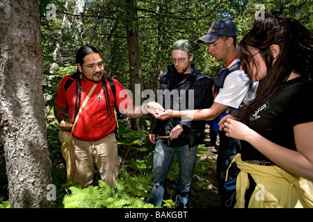 Kanada, Ontario Province, Manitoulin Island, Wandern in der Tasse und Untertasse mit der indianischen Führer Falcon Migwans, anzusehen Stockfoto