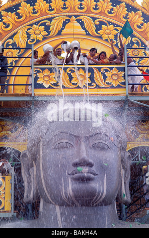 Indien, Bundesstaat Karnataka, Shravanabelagola, der wichtigste religiöse Ort des Jainismus, die Mahamastakabisheka ist der Kopf Stockfoto