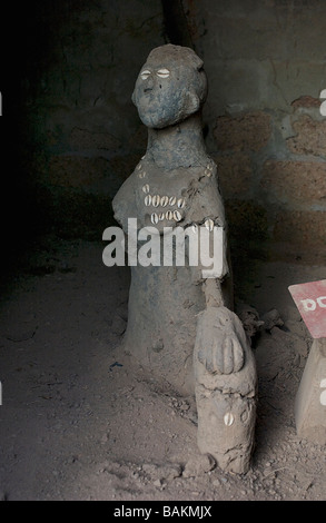 Burkina Faso, Poni Provinz Obiri Dorf der Lobi-Gruppe in der Nähe von Loropeni, Karangaso Sanctuary, Mausoleum mit Boxen mit einer statue Stockfoto