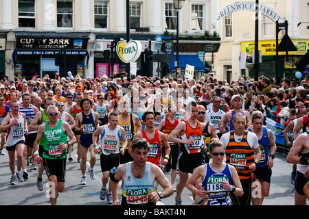 Die 2009-London-Marathon in Greenwich. Stockfoto
