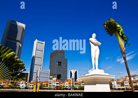 Singapur, Singapur Riverwalk, Raffles Statue. Stockfoto