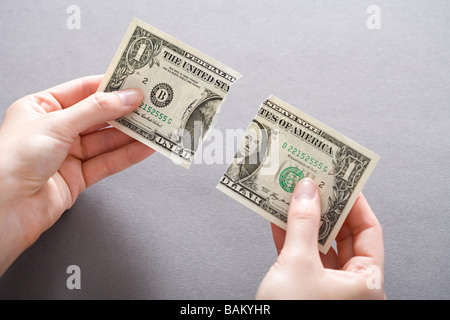 Zerrissene Dollarnote Stockfoto