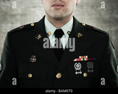 Nahaufnahme eines Soldaten in uniform Stockfoto