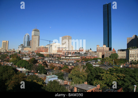 Die Skyline von Boston, Massachusetts betrachtet von der YWCA, Berkeley Street. Stockfoto