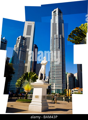 Singapur, Singapur Riverwalk, Raffles Statue. Stockfoto