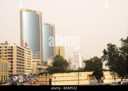 Dubai-Einblick auf einige der neuen Gebäude in der Stadt. Der Burj Dubai soll höchste Gebäude der Welt werden. Stockfoto