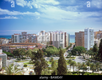 Die Stierkampfarena und Apartments am Plaza del General Torrijos, Malaga, Andalusien, Spanien Stockfoto