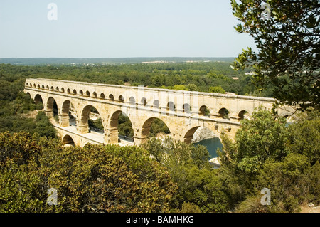 Römischer Aquädukt Pont du Gard, Languedoc-Roussillon, Frankreich. Stockfoto