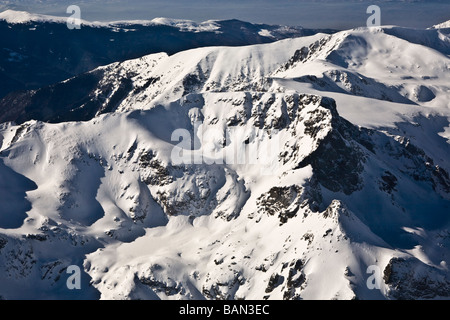 Rila Berg, Luftaufnahme von Malyovitza, oder Malyovitsa Region und Gipfel, Balkan, Bulgarien Stockfoto