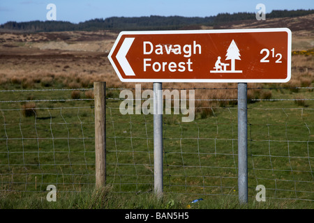 Wegweiser für Davagh Wald im Bereich Sperrins ein Creagan Grafschaft Tyrone nördlichen Irelnad uk Stockfoto